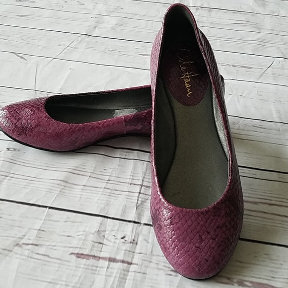 Cole Haan purple snakeskin ballet flats sz 7 - Picture 2 of 8
